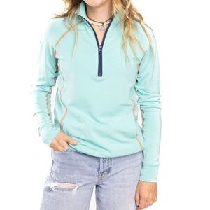 Wears Woody Versa Top 1/2 Zip Tahiti Size Large Superior Softness Thumb Holes